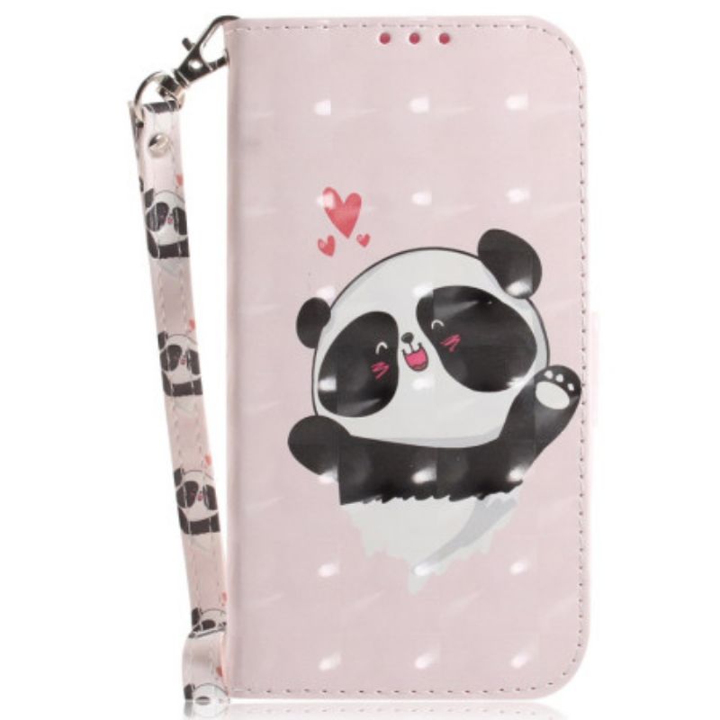 Lederhüllen Motorola Edge 50 Fusion Panda Love Mit Riemen