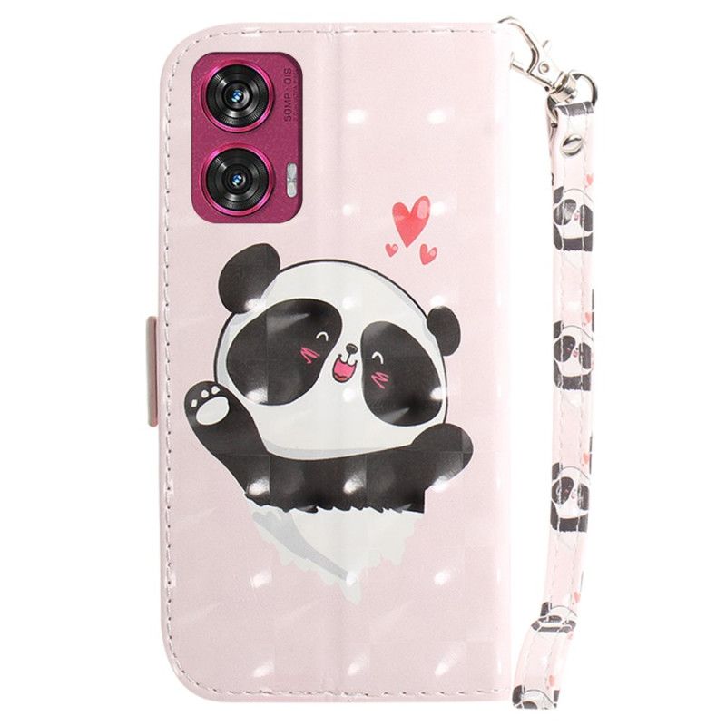 Lederhüllen Motorola Edge 50 Fusion Panda Love Mit Riemen