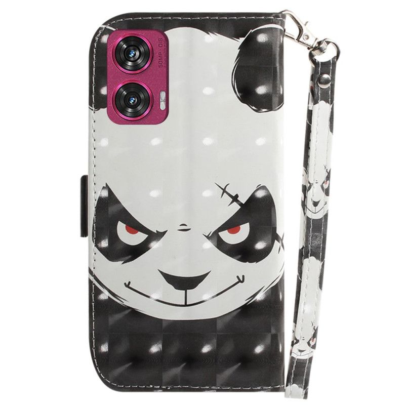 Lederhüllen Motorola Edge 50 Fusion Wütender Panda Mit Riemen