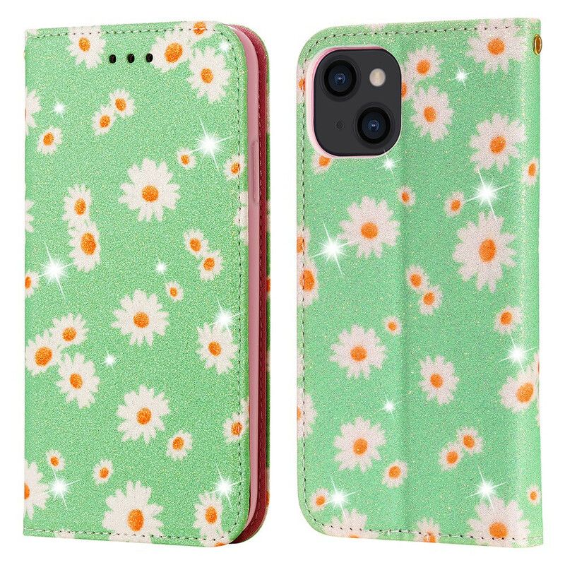 Flip Case Iphone 13 Gänseblümchen Aus Kunstleder