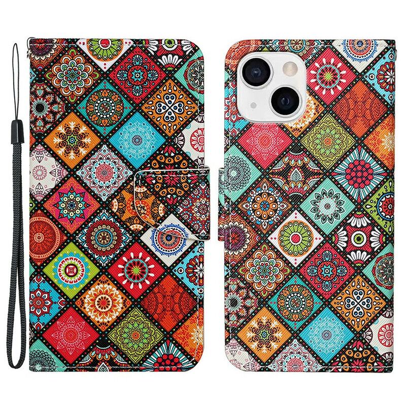 Lederhüllen Für Iphone 13 Patchwork Mandalas Mit Lanyard