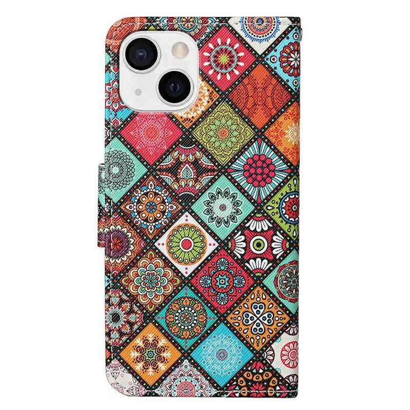 Lederhüllen Für Iphone 13 Patchwork Mandalas Mit Lanyard