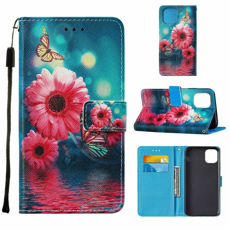 Lederhüllen Iphone 13 Pro Max Blumen Und Schmetterlinge