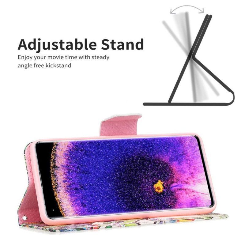 Flip Case Für Oppo Find X5 Lite Baummalerei