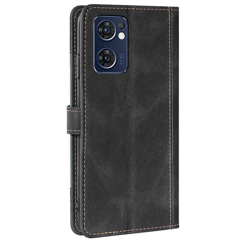 Flip Case Für Oppo Find X5 Lite Kunstleder Bicolor Stylisch