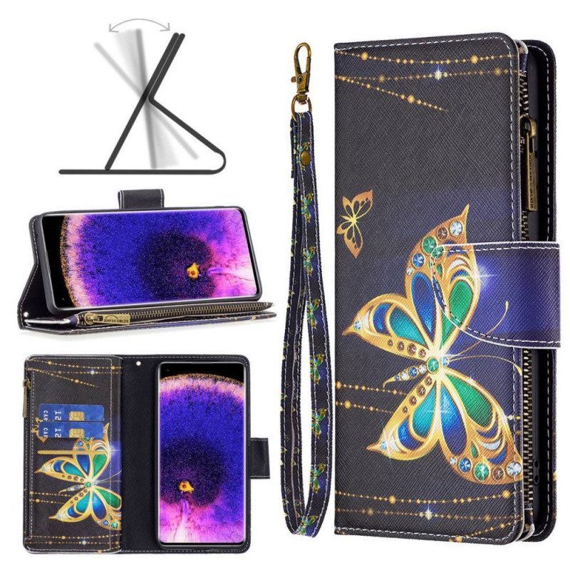 Flip Case Für Oppo Find X5 Lite Royal Butterfly Reißverschlusstasche