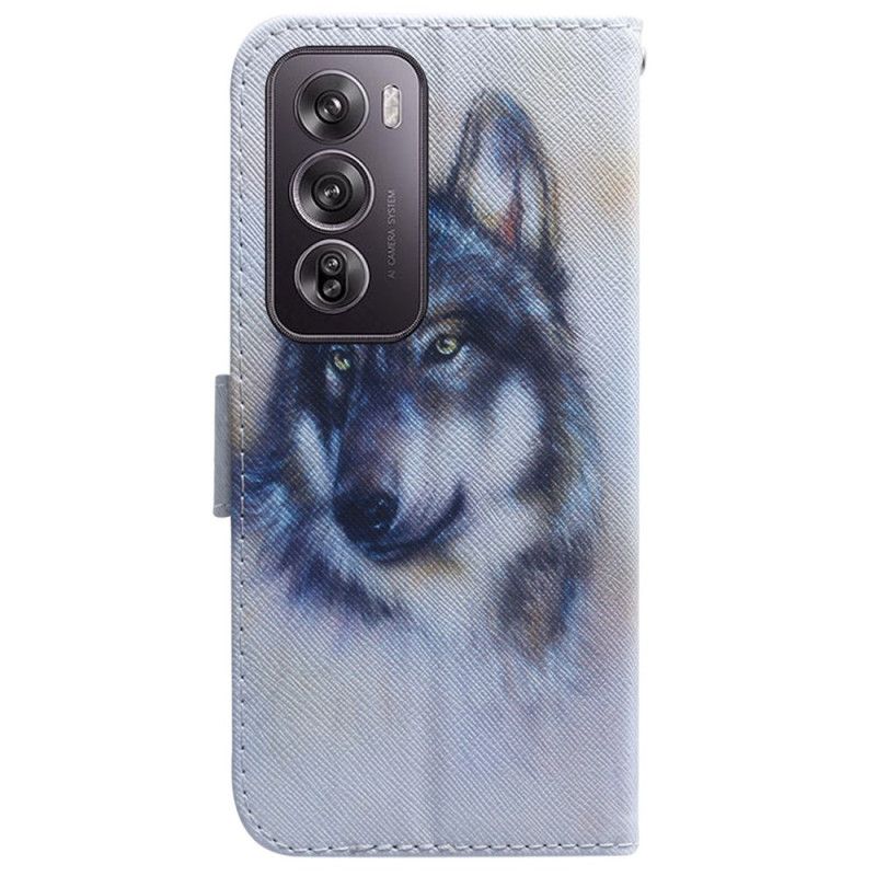 Lederhüllen Für Oppo Reno 12 Pro 5g Aquarell Wolf