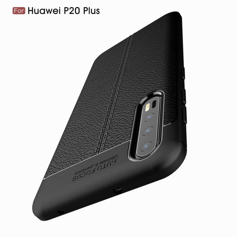 Hülle Huawei P20 Pro Schwarz Doppellinien-Litschileder-Effekt