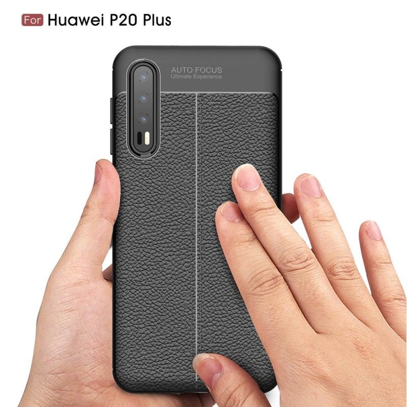 Hülle Huawei P20 Pro Schwarz Doppellinien-Litschileder-Effekt