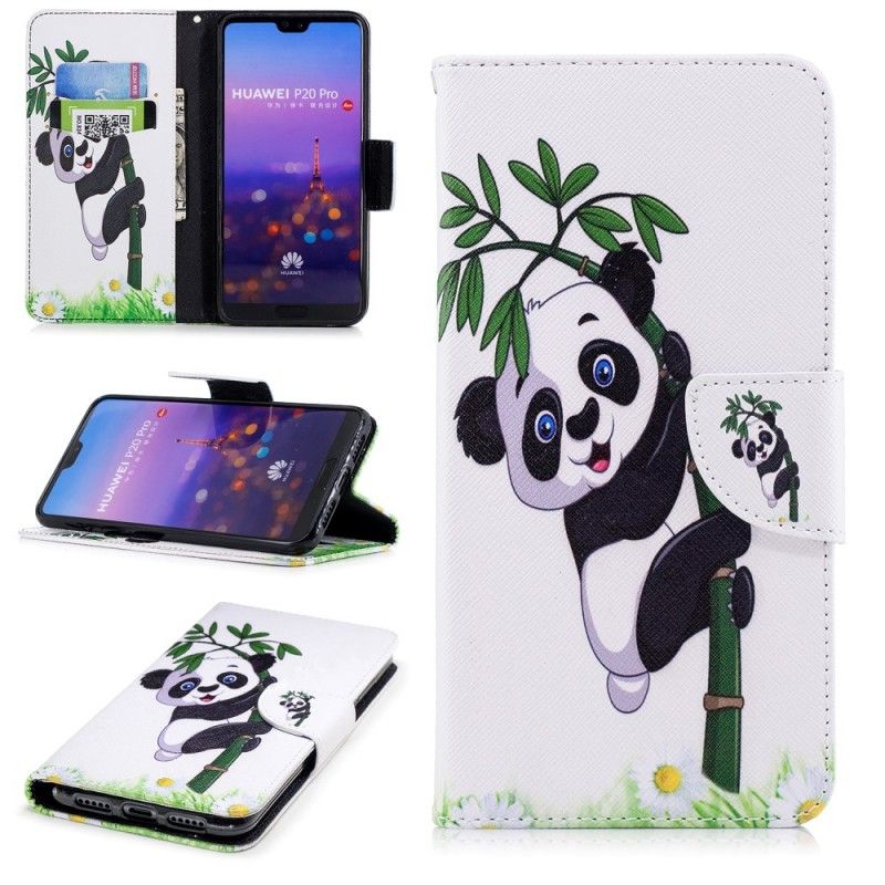 Lederhüllen Huawei P20 Pro Panda Auf Bambus