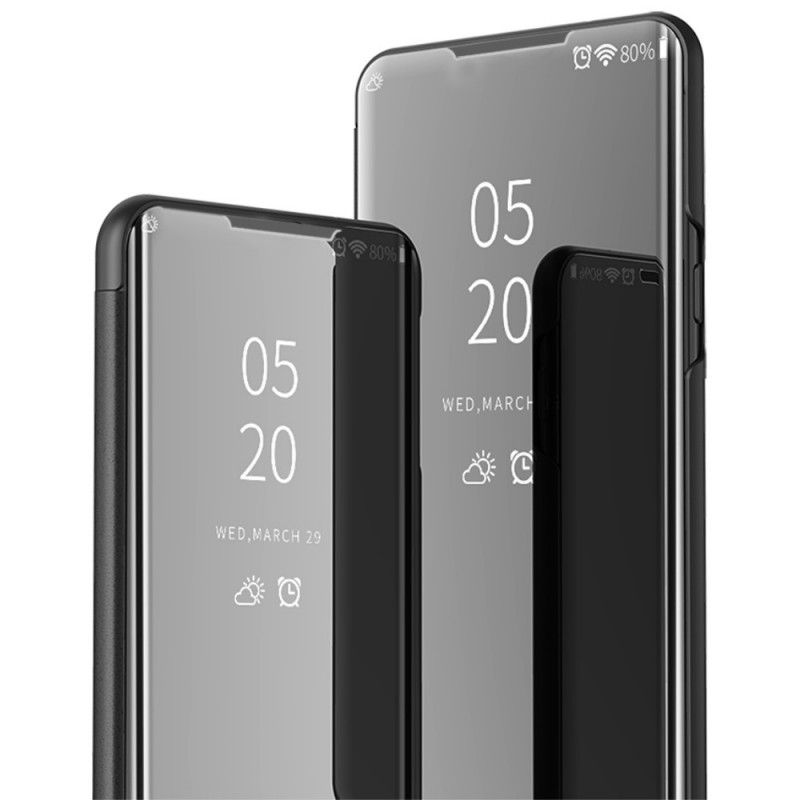 Sichtabdeckung Realme 7 Pro Schwarz Spiegel Und Kunstleder