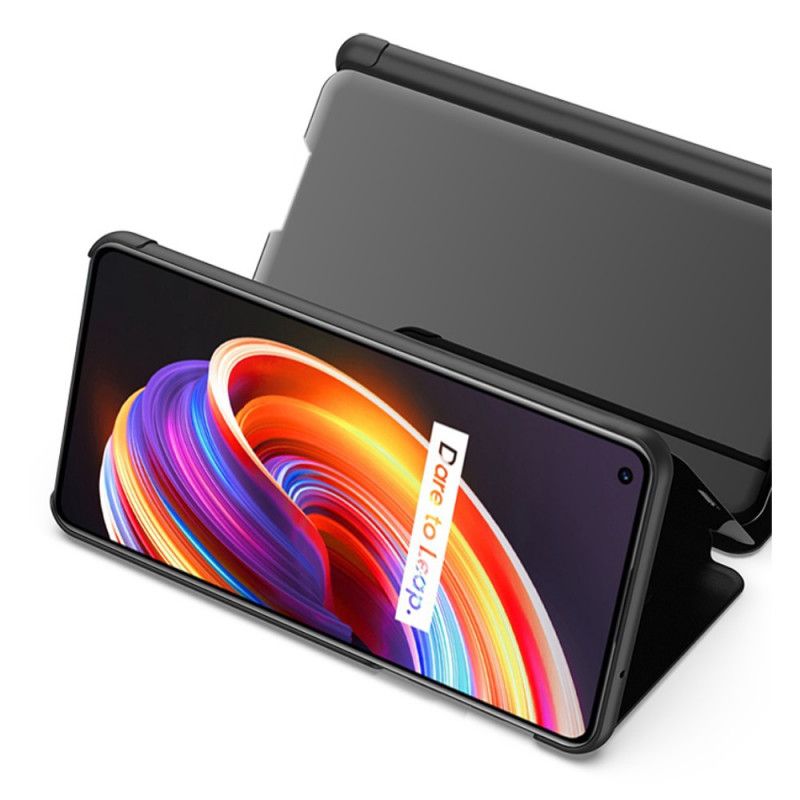 Sichtabdeckung Realme 7 Pro Schwarz Spiegel Und Kunstleder