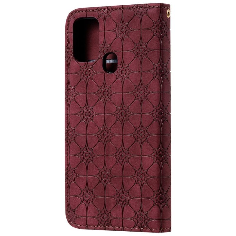 Flip Case Samsung Galaxy M31 Rot Barockblüten