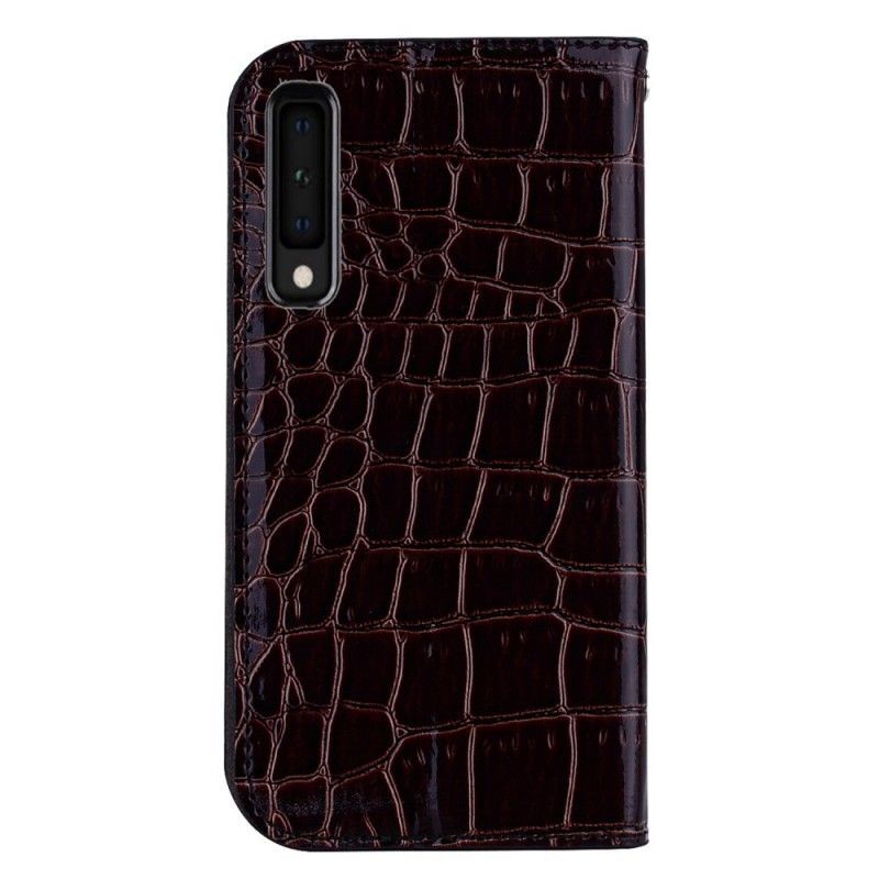 Flip Case Samsung Galaxy A7 Schwarz Krokodilleder- Und Glitzereffekt