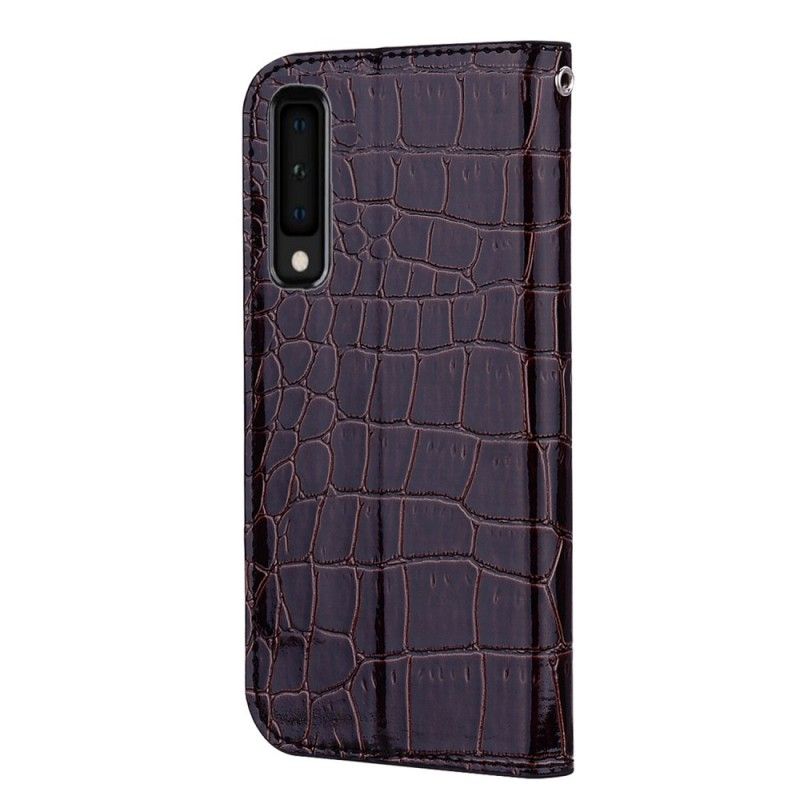 Flip Case Samsung Galaxy A7 Schwarz Krokodilleder- Und Glitzereffekt