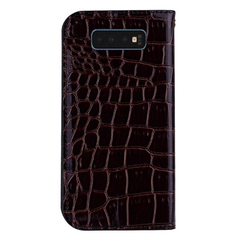 Flip Case Samsung Galaxy S10 Schwarz Handyhülle Krokodilhauteffekt Und Pailletten