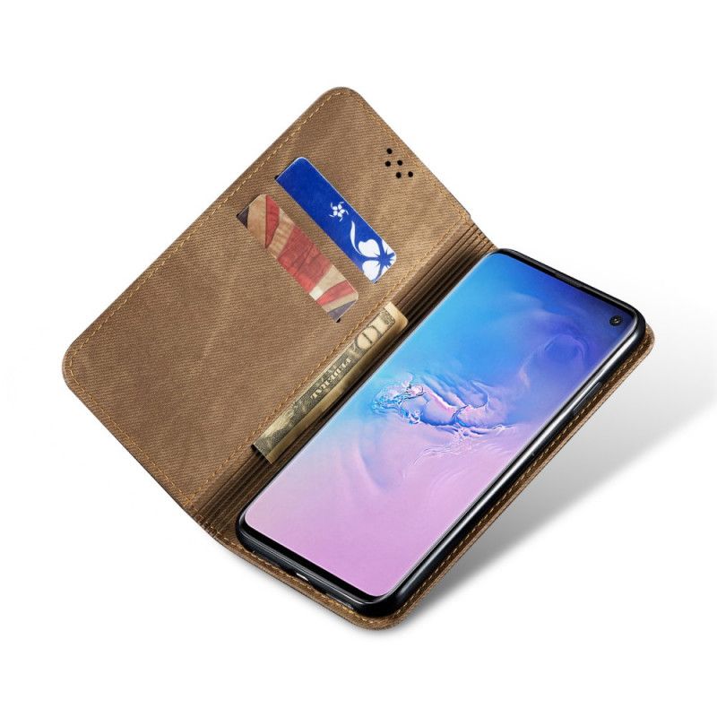 Flip Case Samsung Galaxy S10 Schwarz Jeansstoff