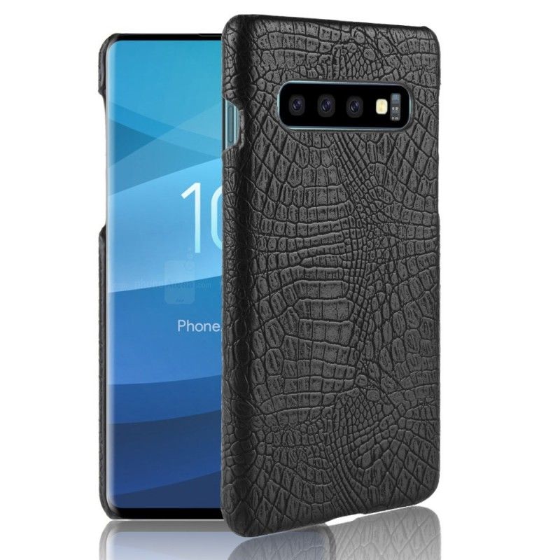 Hülle Für Samsung Galaxy S10 Schwarz Krokodilhauteffekt