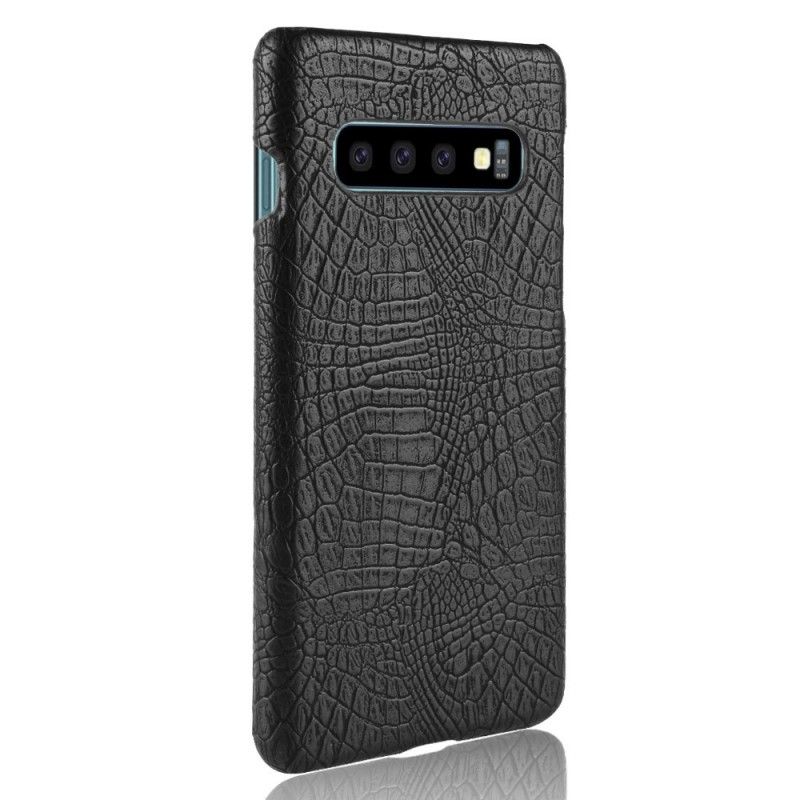 Hülle Für Samsung Galaxy S10 Schwarz Krokodilhauteffekt