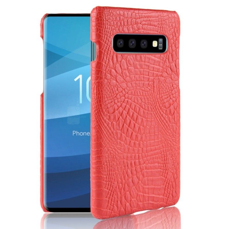 Hülle Für Samsung Galaxy S10 Schwarz Krokodilhauteffekt