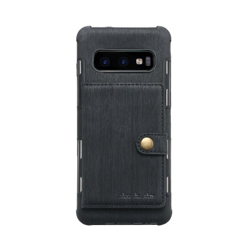 Hülle Samsung Galaxy S10 Grau Premium-Stoffkartenhalter