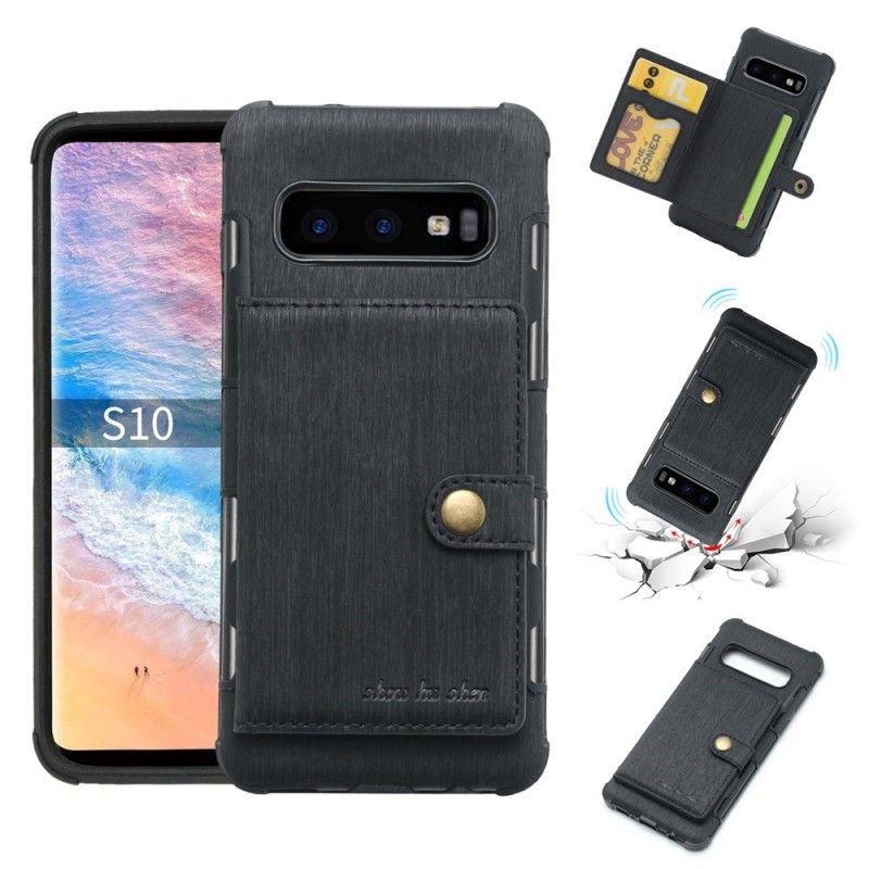 Hülle Samsung Galaxy S10 Grau Premium-Stoffkartenhalter