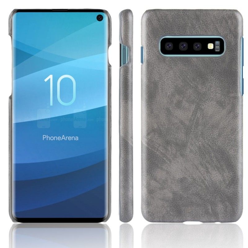 Hülle Samsung Galaxy S10 Schwarz Handyhülle Litschileder-Effekt