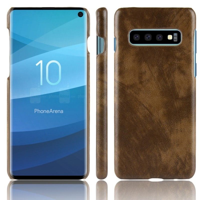 Hülle Samsung Galaxy S10 Schwarz Handyhülle Litschileder-Effekt