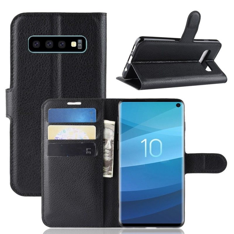 Lederhüllen Samsung Galaxy S10 Schwarz Handyhülle Retro-Kunstleder