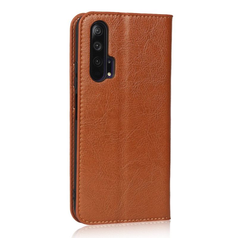 Flip Case Honor 20 Pro Schwarz Echtes Gealtertes Leder