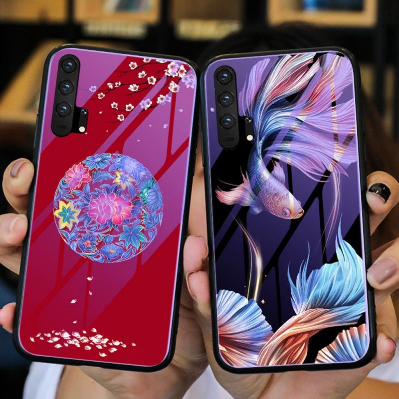 Hülle Honor 20 Pro Rot Gehärtetes Glas Mit Fluoreszierendem Muster