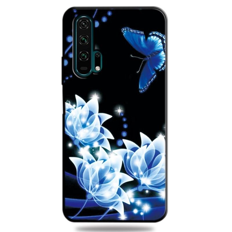 Hülle Honor 20 Pro Schmetterling Und Blaue Blüten