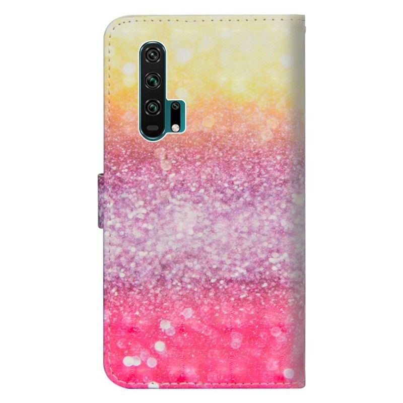 Lederhüllen Honor 20 Pro Handyhülle Magenta-Glitzer-Gradient