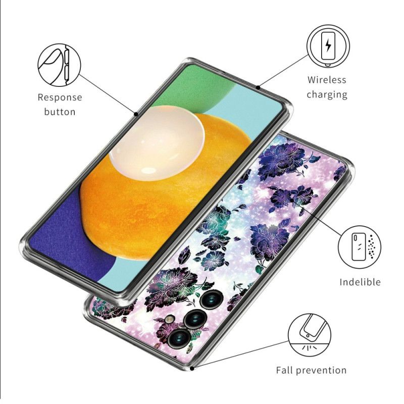 Hülle Samsung Galaxy A15 5g Handyhülle Lila Blumen