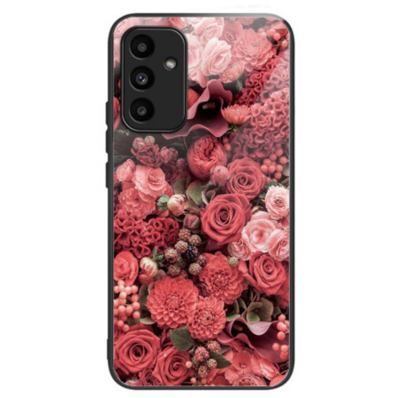 Hülle Samsung Galaxy A15 5g Handyhülle Rote Und Rosa Blumen Aus Gehärtetem Glas