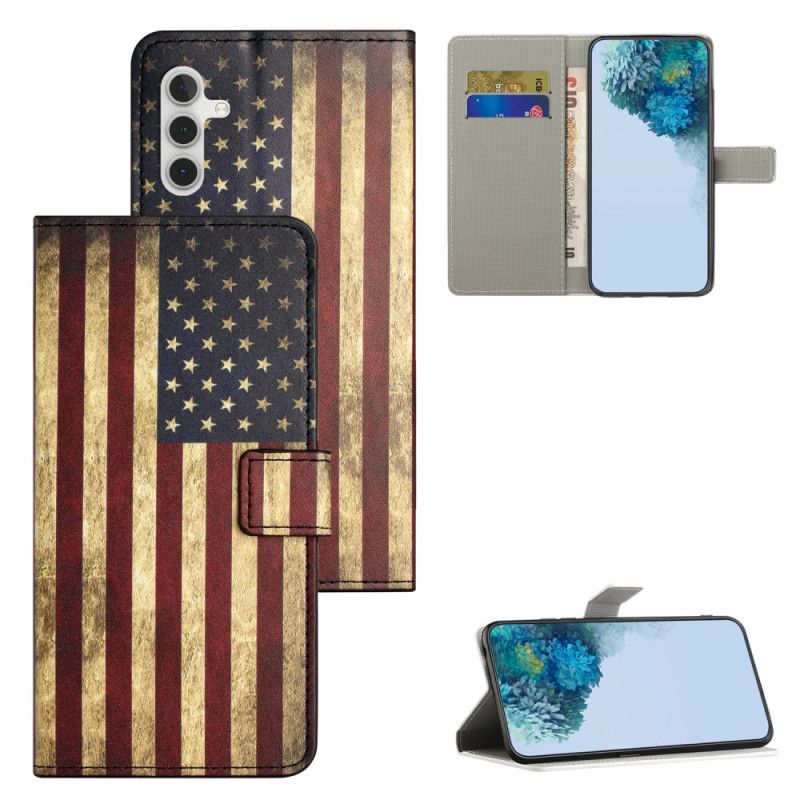 Lederhüllen Samsung Galaxy A15 5g Amerikanische Flagge Im Vintage-stil