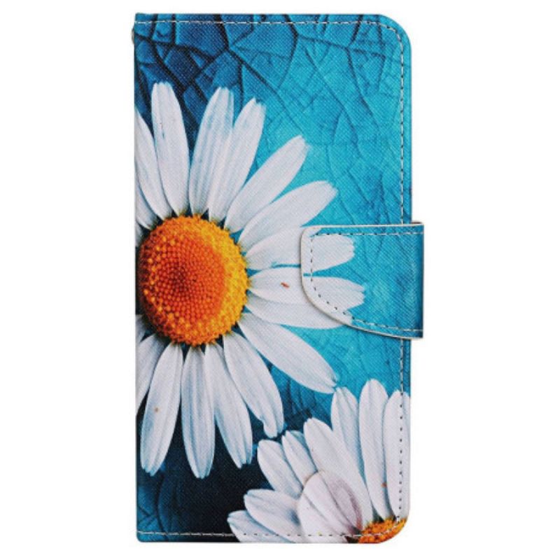 Lederhüllen Samsung Galaxy A15 5g Große Riemenchrysantheme