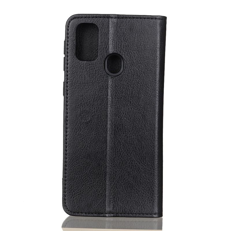 Flip Case Huawei P Smart 2020 Schwarz Einzelnes Geteiltes Litschileder