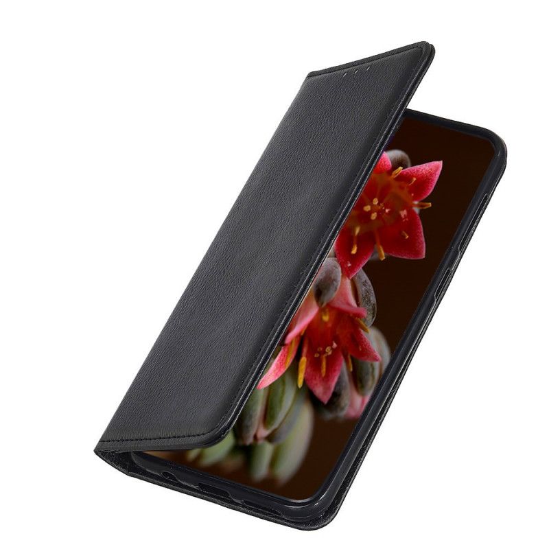 Flip Case Huawei P Smart 2020 Schwarz Einzelnes Geteiltes Litschileder