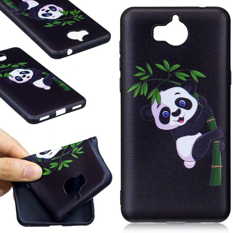 Hülle Huawei Y6 2017 Geprägter Panda Auf Bambus