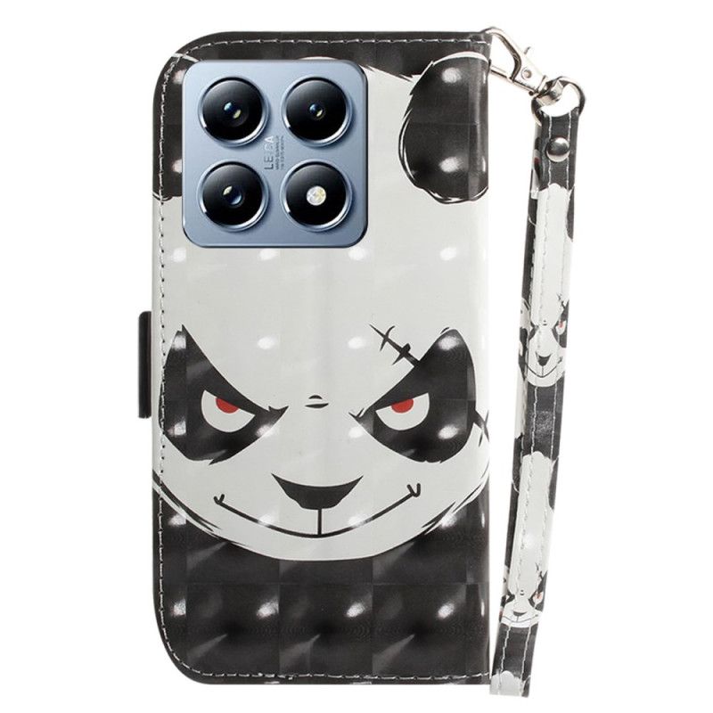 Lederhüllen Xiaomi 14t Wütender Panda Mit Riemen