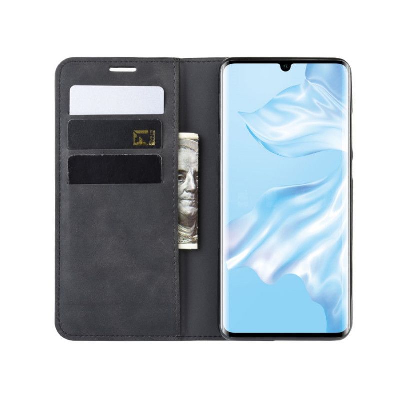 Flip Case Für Huawei P30 Pro Schwarz Schicker Ledereffekt