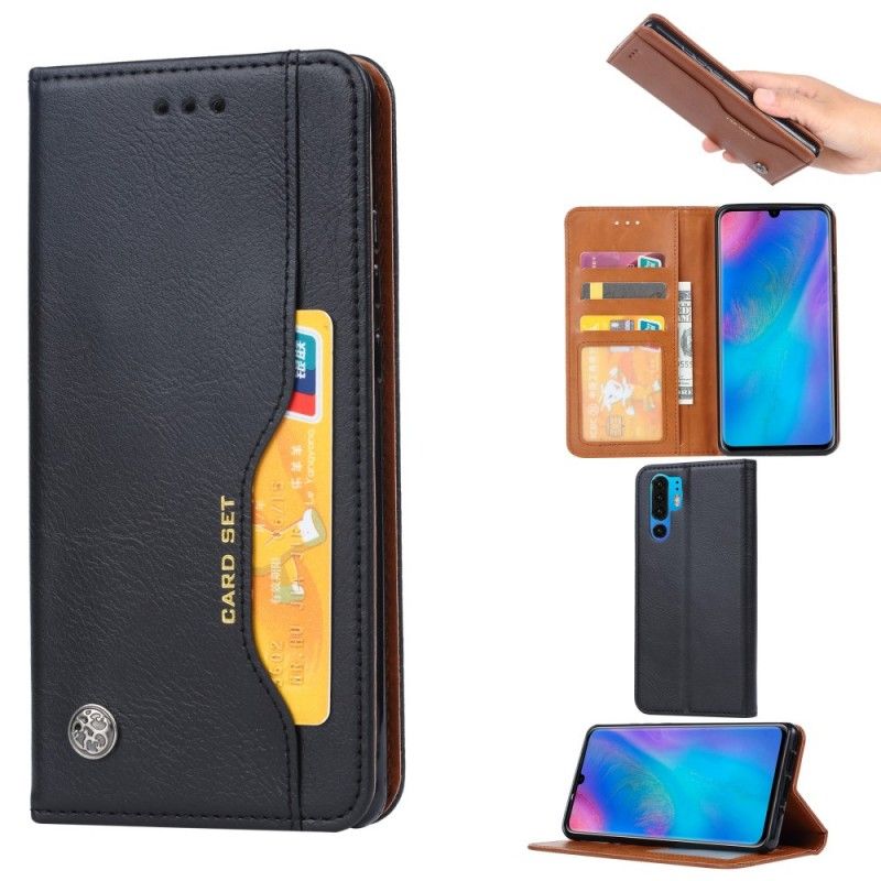 Flip Case Huawei P30 Pro Schwarz Kartenhalter Aus Kunstleder