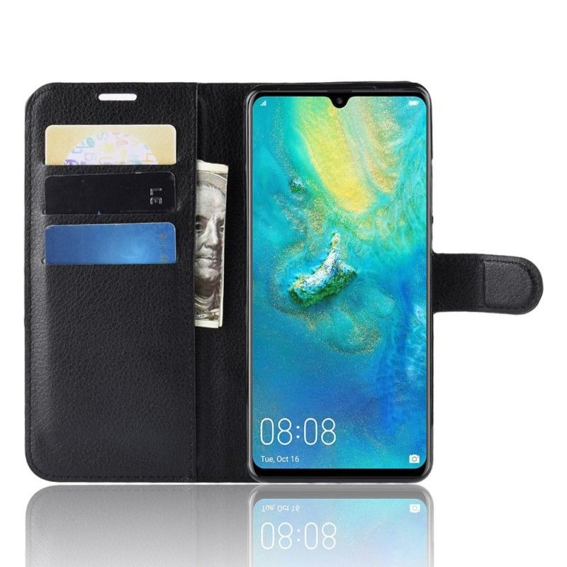 Lederhüllen Für Huawei P30 Pro Schwarz Retro-Litschi