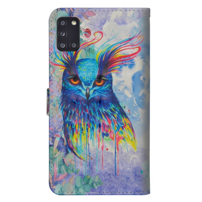 Lederhüllen Samsung Galaxy A31 Aquarellvogel