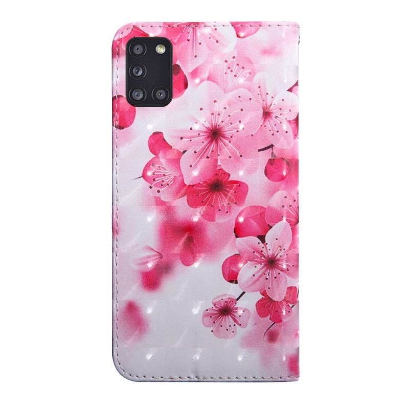 Lederhüllen Samsung Galaxy A31 Handyhülle Rosa Blüten