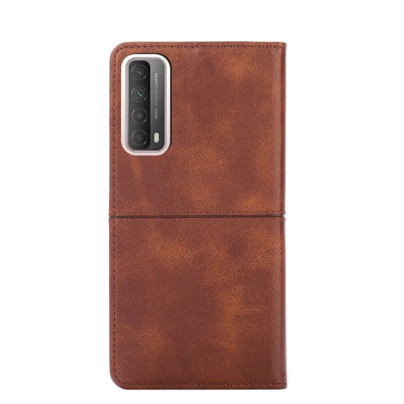 Flip Case Huawei P Smart 2021 Schwarz Couture-Lederstil