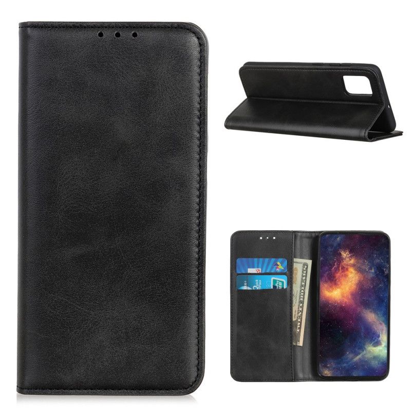 Flip Case Huawei P Smart 2021 Schwarz Elegantes Spaltleder