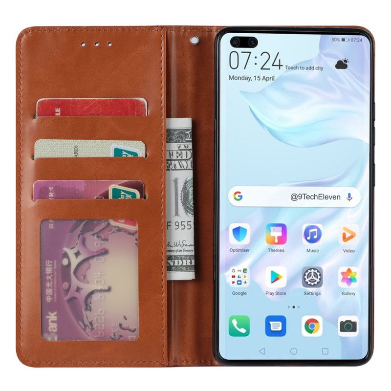 Flip Case Huawei P Smart 2021 Schwarz Kartenhalter Aus Kunstleder