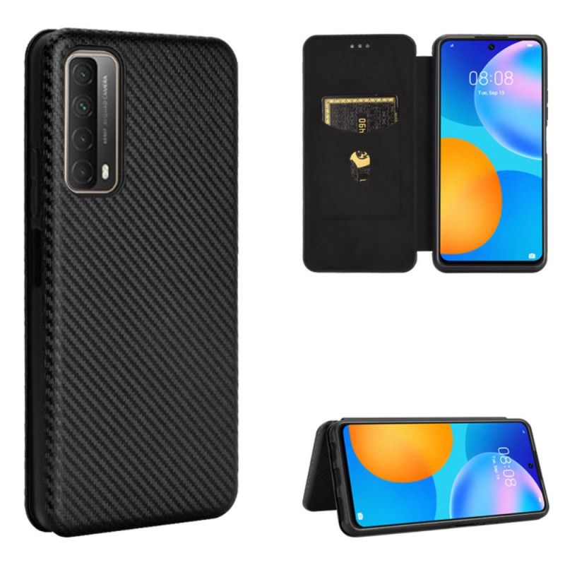 Flip Case Huawei P Smart 2021 Schwarz Kohlefaser